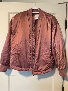 a new day Rose Pink Satin Bomber Jacket